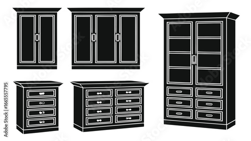 Dark wooden cabinets and drawers furniture dresser
