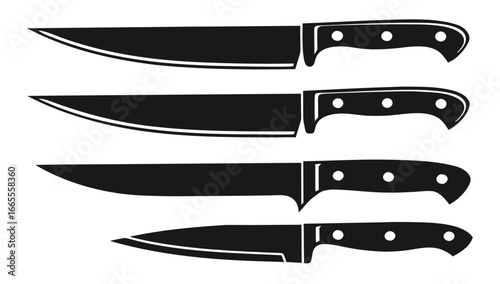 Sharp kitchen knives with black handles chef knives