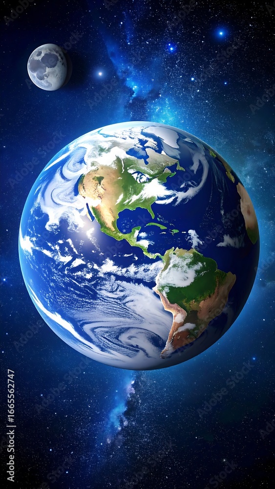 Naklejka premium Earth in a cosmic backdrop