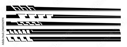Custom Black Racing Stripes for Side Body Design.  Sports stripes, car stickers black color.