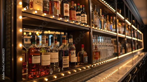 Wallpaper Mural Modern liquor store with fine wines closeup concept. A stylish bar showcasing a variety of bottles with elegant lighting. Torontodigital.ca