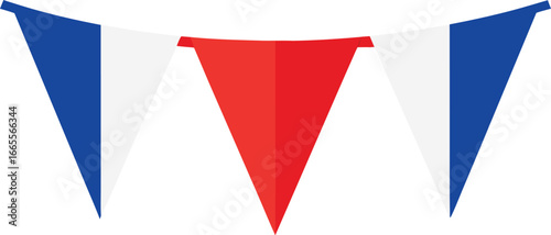 Festive french flag bunting pennants vector illustration for celebrations and events