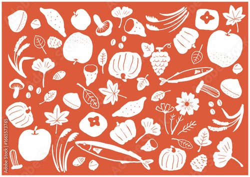 Hand-drawn Autumn Background Illustration / 手描き・秋の背景イラスト