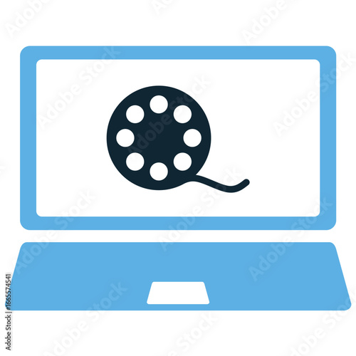 Streaming movie platform icon vector for online entertainment, digital media, and video content. Useful for illustrating film services, movie apps, and media platforms.