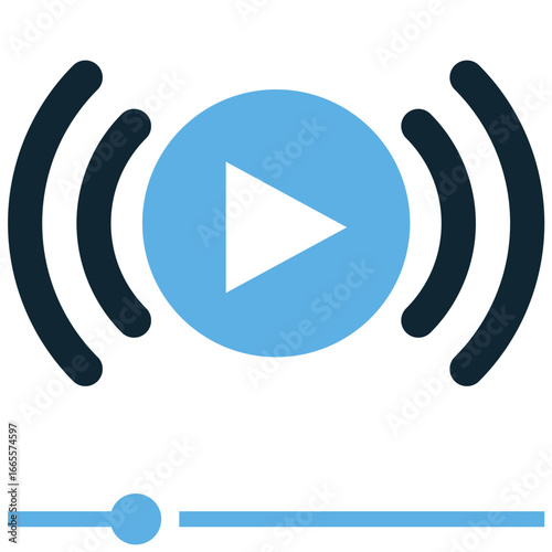 Streaming video icon vector for digital media, online platforms, and video playback. Useful for illustrating movie streaming, live content, and multimedia technology.