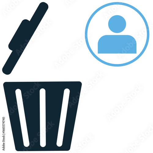 Delete user icon vector for account removal, data deletion, and user management. Useful for illustrating a system for erasing profiles and ensuring digital privacy.