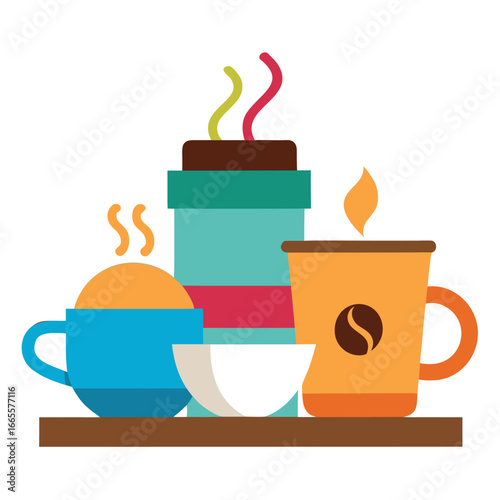 Diverse coffee beverage types collection illustration