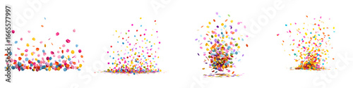 Colorful Confetti Explosion Collection on White Background