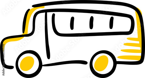 Charming crayon style school bus with playful windows