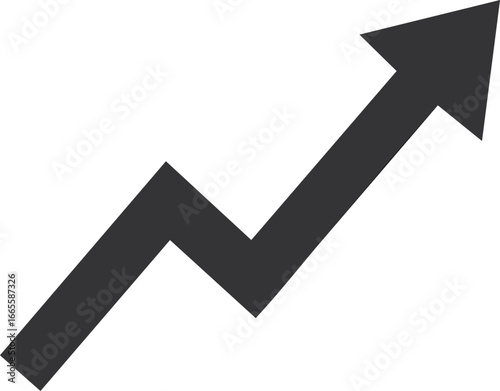 Dark gray upward trending graph arrow vector