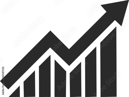 Dark gray upward trending graph with bars chart bar chart