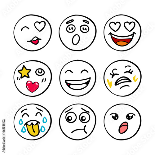 Hand Drawn Emoji Elements faces expressions