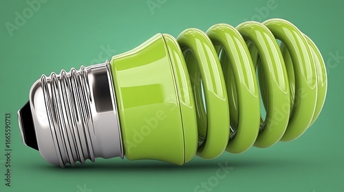 Close-up of a green energy lightbulb, showcasing its innovative design - green bulb sustainability background