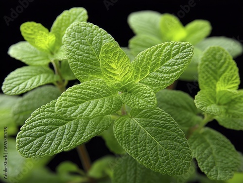 Close-up of lush, vibrant mint leaves, perfect for culinary or medicinal use - close-up recipe natural herbal