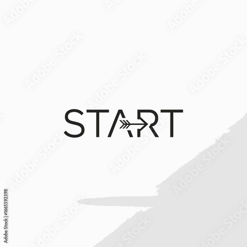 Minimalist "Start" Wordmark with Arrow Symbol, Black Text