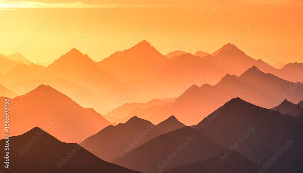 Obraz premium Golden Hour Mountain Range Sunset.