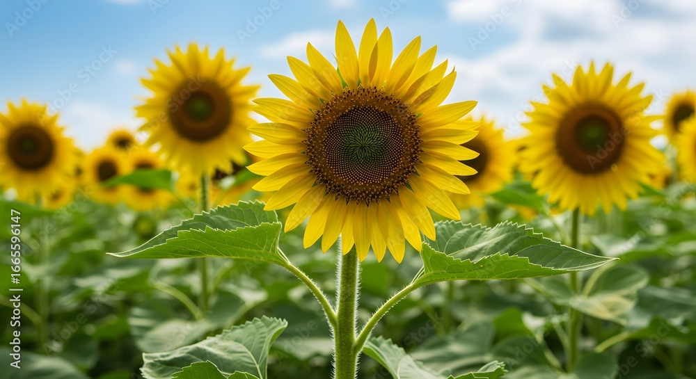Fototapeta premium Close Up of a Vibrant Sunflower in a Field
