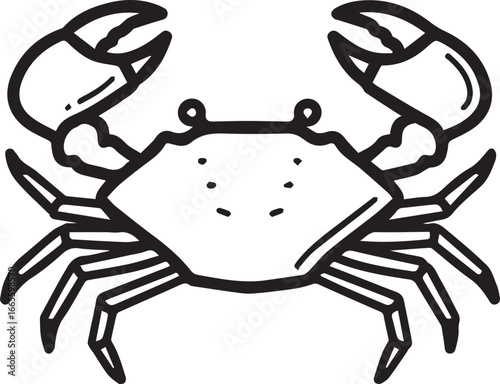 Detailed line art of a crab, perfect for nautical themes, seafood branding, or educational materials about marine life, originally a scalable vector graphic