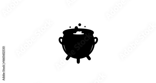 Halloween black cauldron boiling potion vector illustration for halloween witch brew and magic spell design element vector