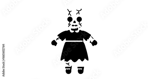 Halloween creepy halloween zombie girl illustration vector art for horror theme and spooky design projects use black color vector