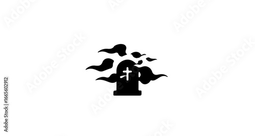 Halloween find spooky halloween graveyard tombstone with cross and fog vector illustration graphic design element vector