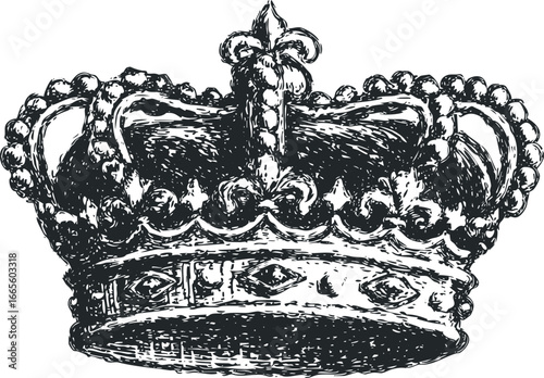 Intricate Sketch of a Royal Crown Ornamented with Jewels