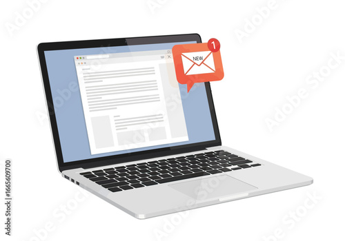 Silver Laptop with New Email Notification