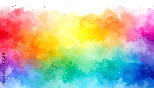 A vibrant watercolor painting displays a spectrum of colors, blending seamlessly into a captivating design.