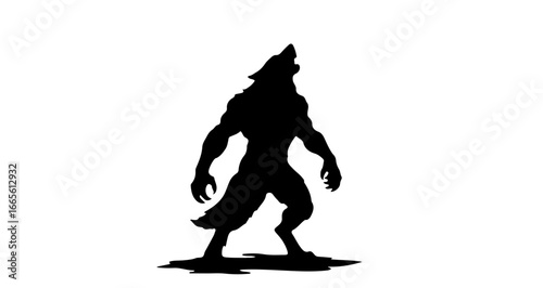 Halloween werewolf howling silhouette vector art illustration for halloween night horror monster creature design idea vector