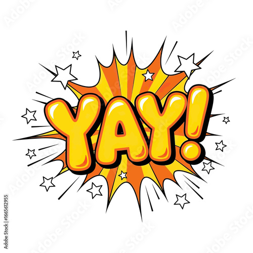 Yellow "Yay!" Comic Book Style Exclamation with Starburst