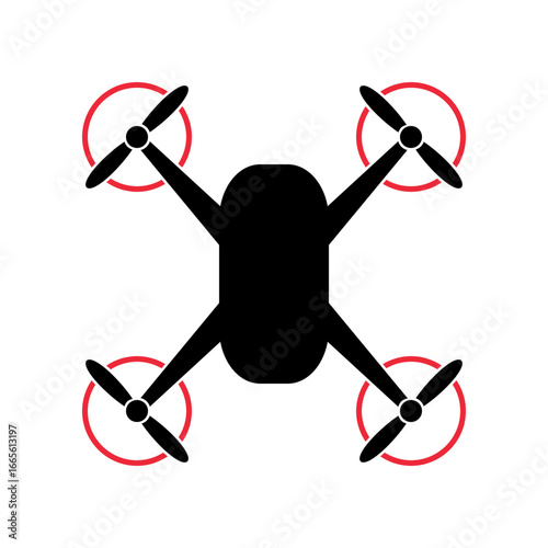 civilian drone vector icon, four propellers flying devise symbol