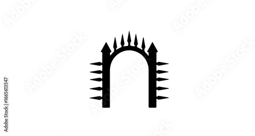 Halloween gothic archway vector silhouette design element for tattoo, logo, or medieval architecture illustration vector