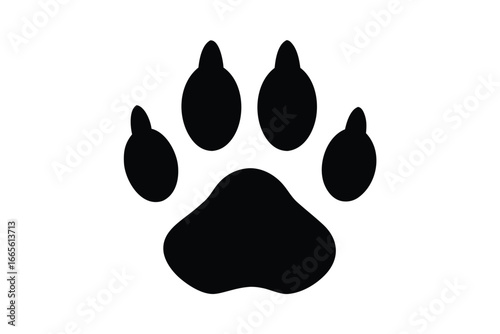 Wildcat paw print silhouette vector, animal paw print vector illustration