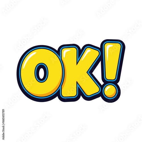 Yellow Cartoon "OK!" Exclamation Mark