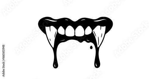 Halloween vampire teeth dripping blood halloween vector illustration spooky horror fang mouth scary graphic design art vector