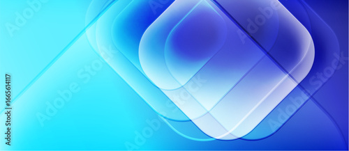 Tableau sur toile Abstract blue shapes overlap, creating dynamic visual effect