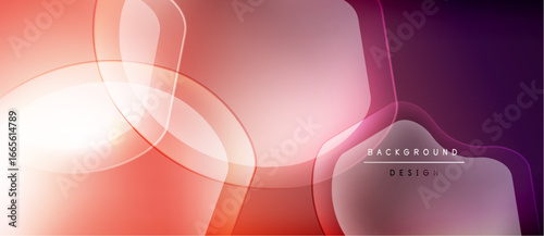 Abstract background features flowing shapes, vibrant colors. Gradient transitions create modern visual effect. Soft curves dominate composition.