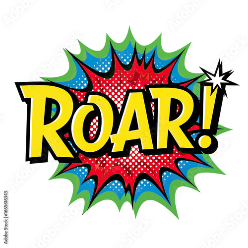 Vibrant Comic Book Style "Roar!" Exclamation