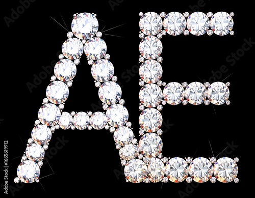 Diamond Letters AE, 3D Render, Dark Background