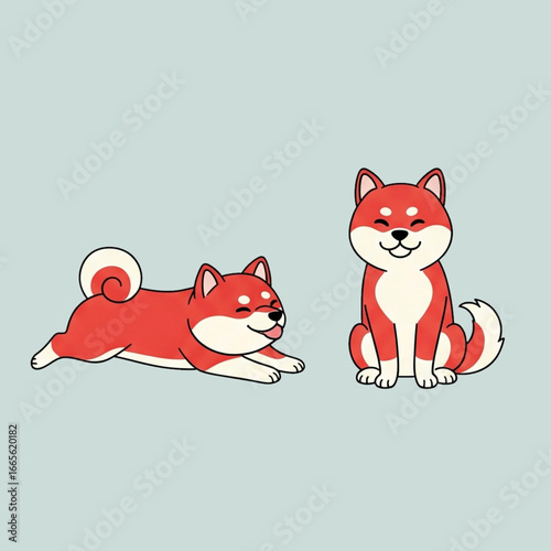 shiba inu illustration japanese dog