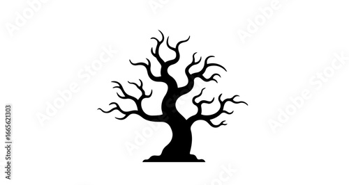 Halloween black and white bare tree silhouette vector illustration for halloween autumn or spooky forest designs vector