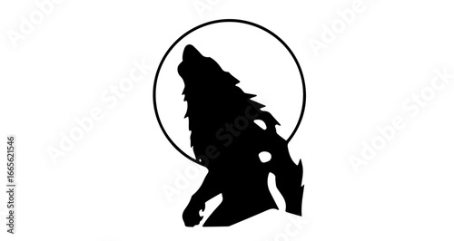 Halloween silhouette of a howling wolf at night with a full moon vector illustration for print and design projects vector