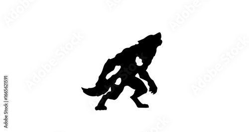 Halloween black werewolf silhouette howling at the moon vector illustration fantasy creature halloween design 100 vector