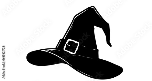 Halloween black halloween witch hat costume accessory vector illustration for halloween party decoration and design vector
