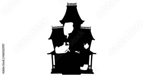 Halloween downloadable haunted house silhouette vector for halloween decoration spooky mansion clip art graphic design project vector
