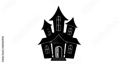 Halloween spooky haunted house silhouette vector illustration for halloween scary mansion clip art and october designs vector