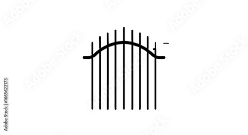 Halloween abstract minimalist line art drawing of fence gate with curved top design vector illustration concept vector