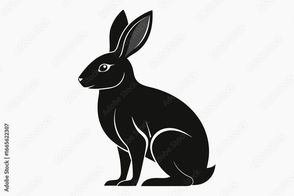 Obraz premium Black and white isolated rabbit vector illustration