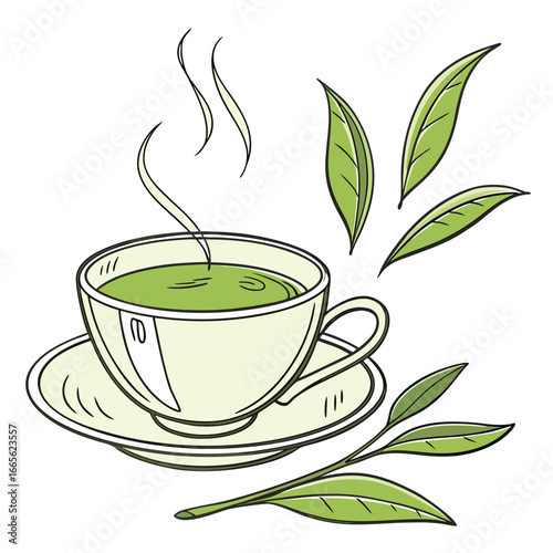 green-tea-isolated-on-pure-white-background-.eps