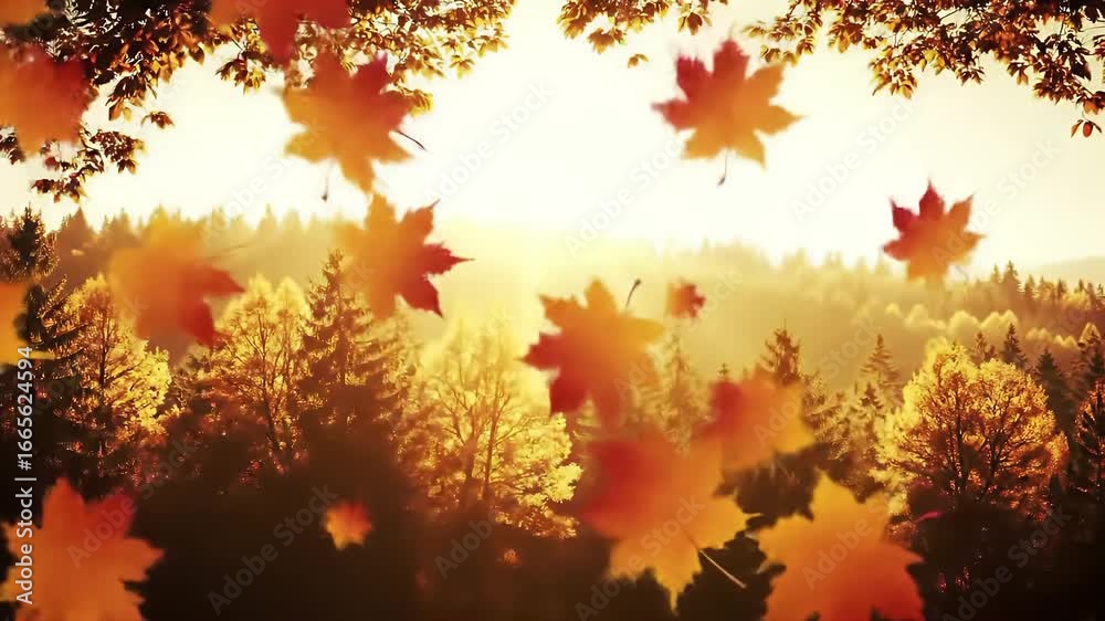 Fallen Autumn Leaves Foreground with Golden Forest Background Fallen Autumn Leaves Foreground with Golden Forest Background